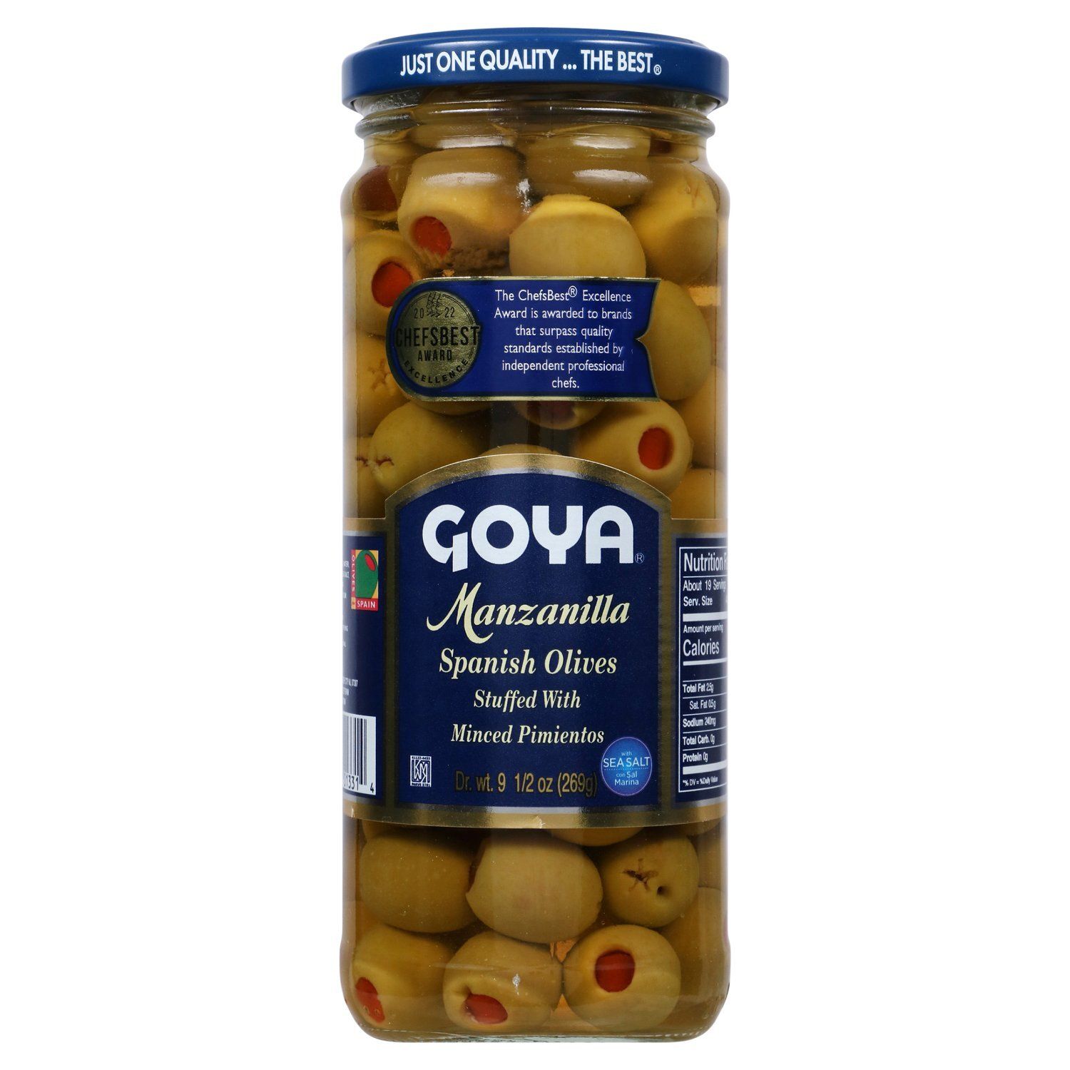 Goya Manzanilla Spanish Olives Stuffed with Minced Pimientos, 9 1/2 oz