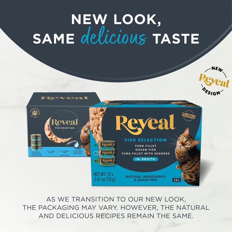 Reveal Natural Ingredients &amp; Grain Free Cat Food Mixer in Broth, 2.47 oz, 12 count