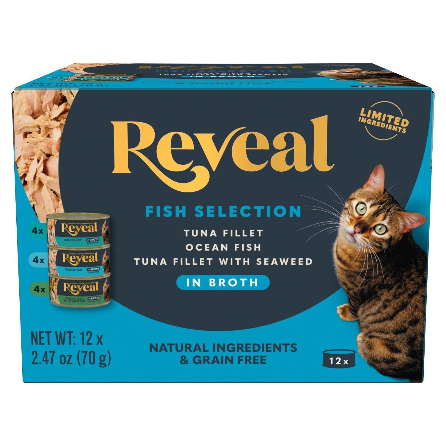 Reveal Natural Ingredients &amp; Grain Free Cat Food Mixer in Broth, 2.47 oz, 12 count