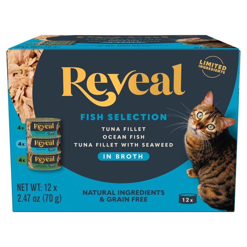 Reveal Natural Ingredients &amp; Grain Free Cat Food Mixer in Broth, 2.47 oz, 12 count
