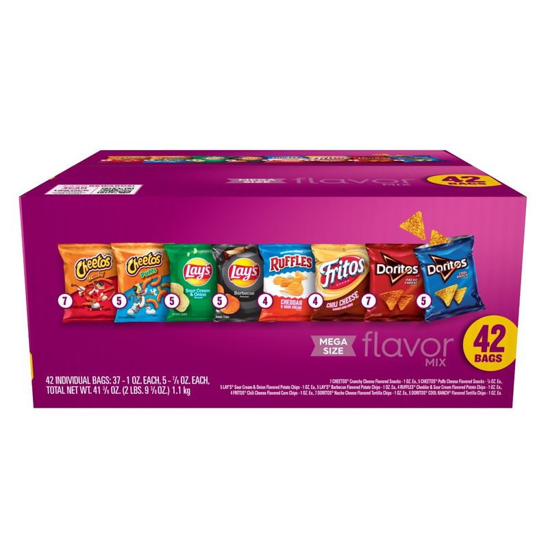 Frito Lay Snacks Flavor Mix Variety Pack, 41 3/8 Oz, 42 Count