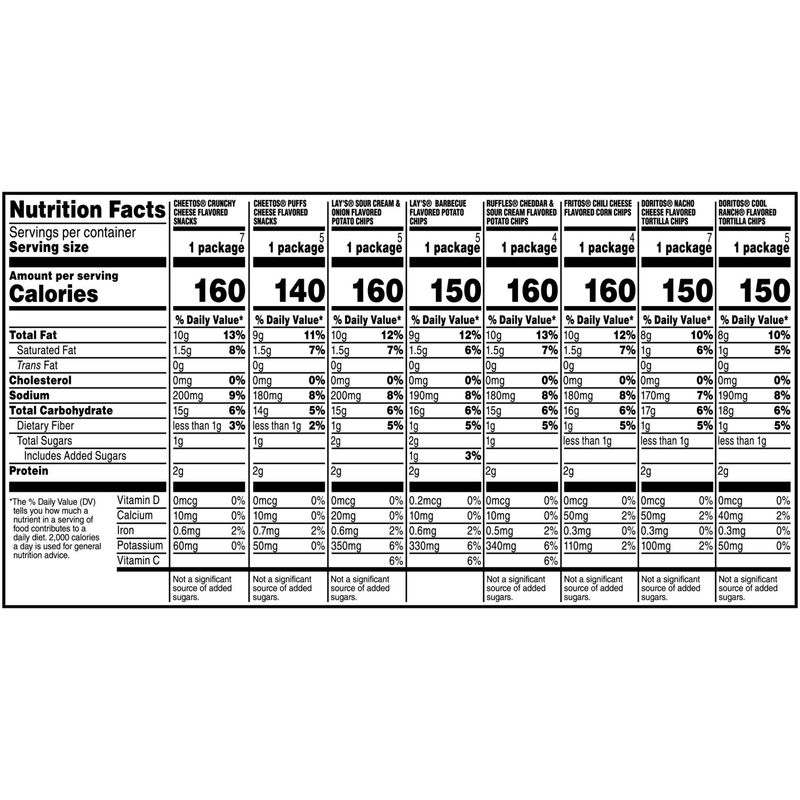 Frito Lay Snacks Flavor Mix Variety Pack, 41 3/8 Oz, 42 Count