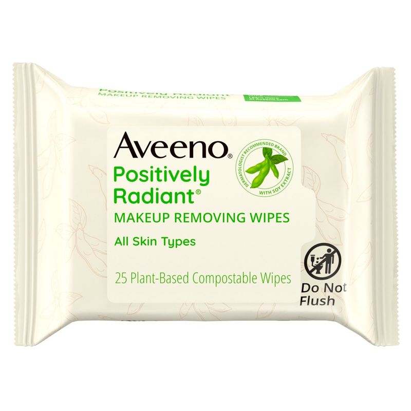 Aveeno Positively Radiant Makeup Removing Wipes, 25 count