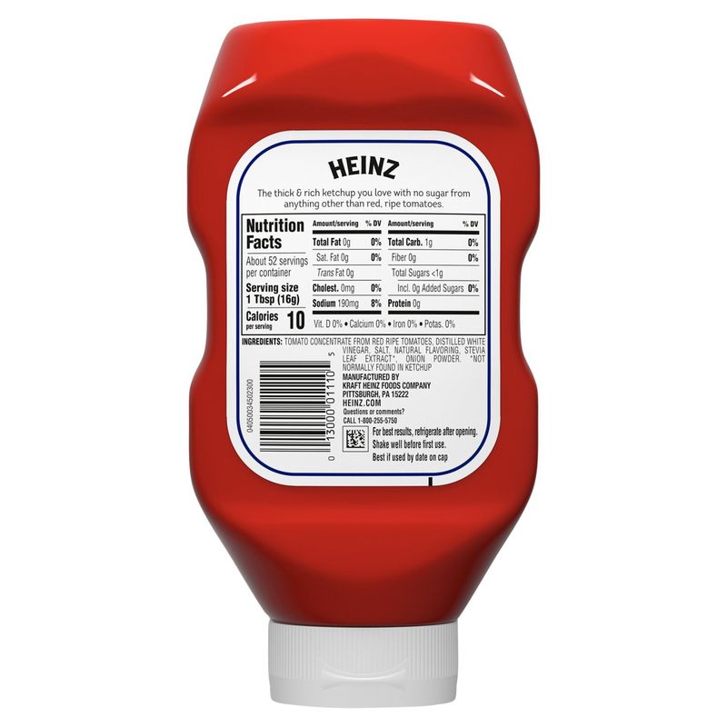 Heinz No Sugar Added Tomato Ketchup, 29.5 oz