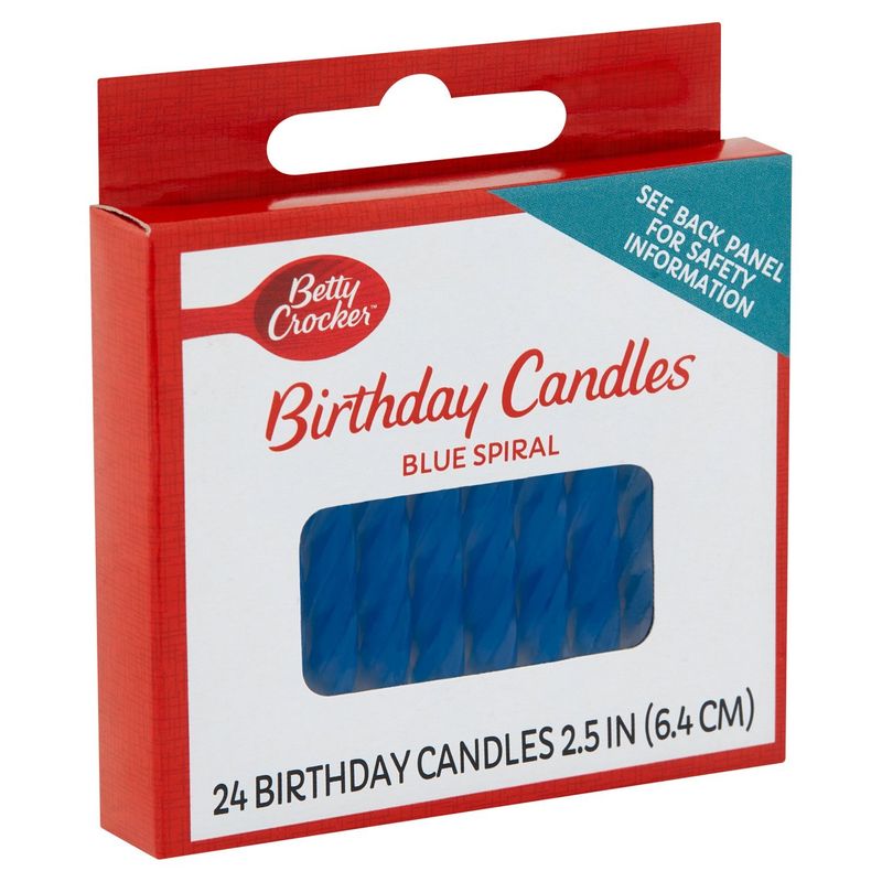 Betty Crocker Blue Spiral Birthday Candles, 24 count