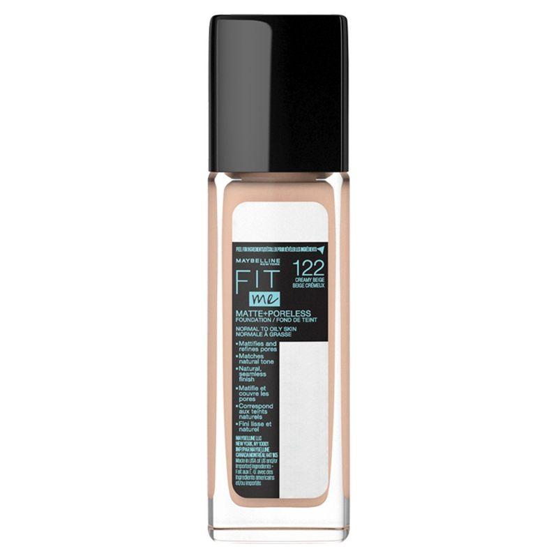 Maybelline New York Fit Me Matte + Poreless 122 Creamy Beige Foundation, 1 fl oz