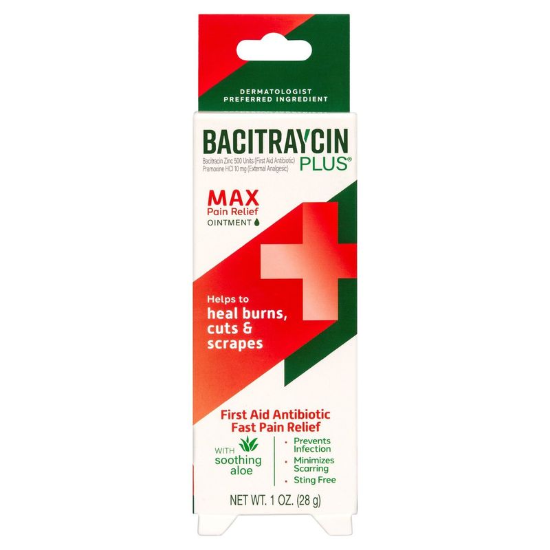 Bacitraycin Plus First Aid Antibiotic Fast Max Pain Relief Ointment, 1 oz