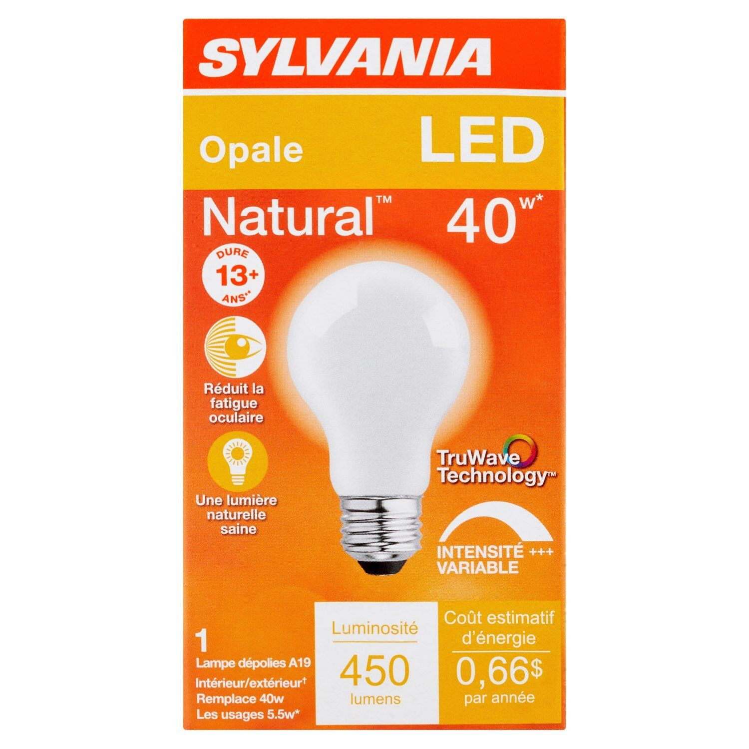 Sylvania Natural LED 40W Soft White A19 Frosted Bulb