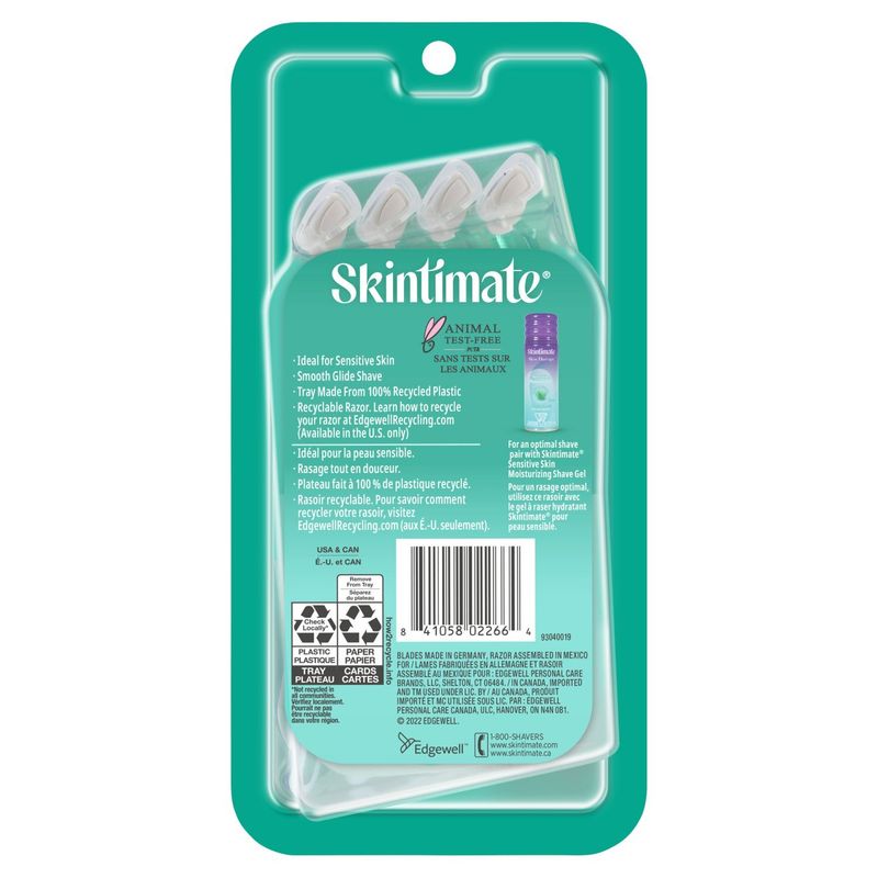 Skintimate Sensitive Unscented 4 Blades Disposable Razor, 4 count