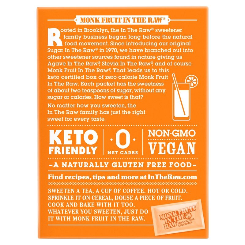 Monk Fruit In The Raw Zero Calorie Sweetener, 40 count, 1.12 oz
