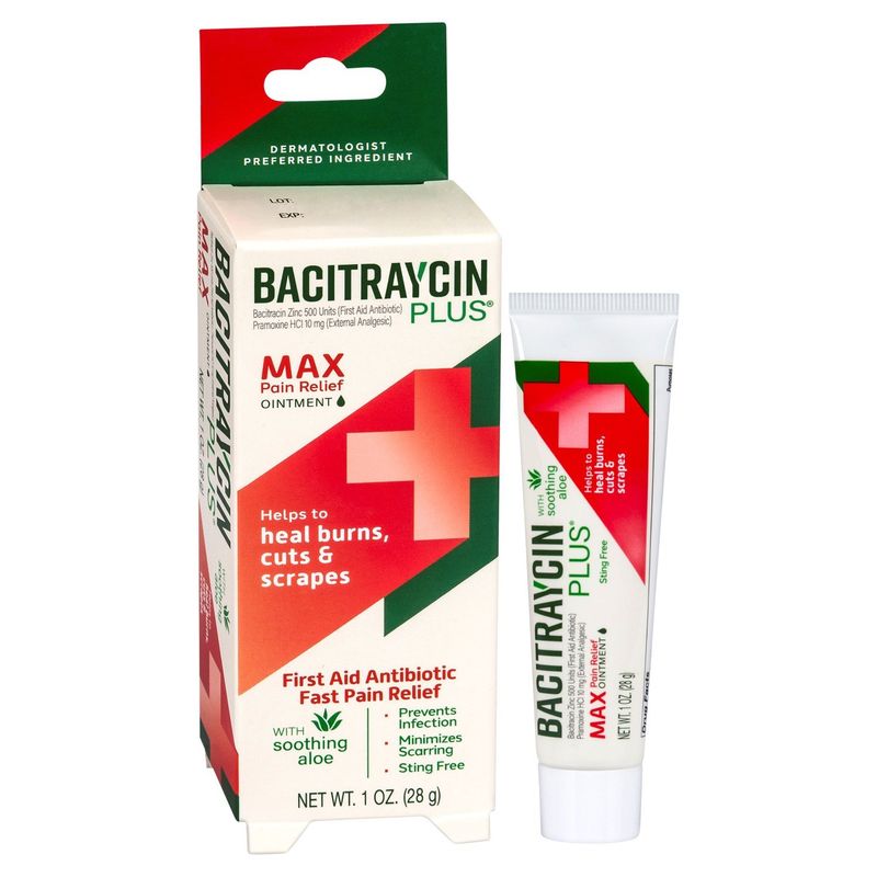 Bacitraycin Plus First Aid Antibiotic Fast Max Pain Relief Ointment, 1 oz