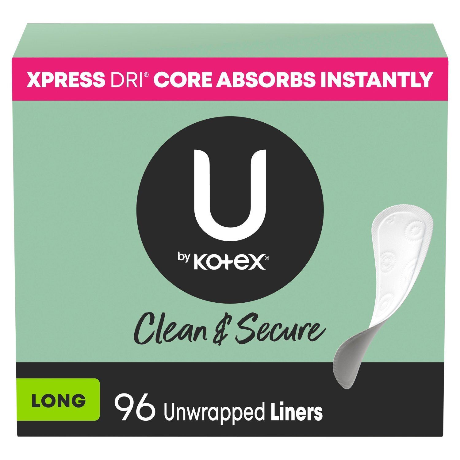 U by Kotex Clean &amp; Secure Long Period Liner, 96 count