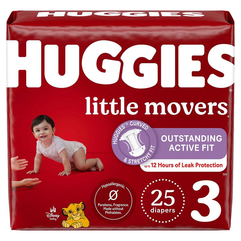 Huggies Little Movers Diapers, Size 3, 16-28 lb, 25 count