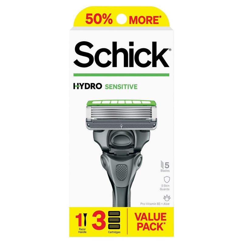 Schick Hydro Sensitive 5 Blades Razor Handle and Cartridges