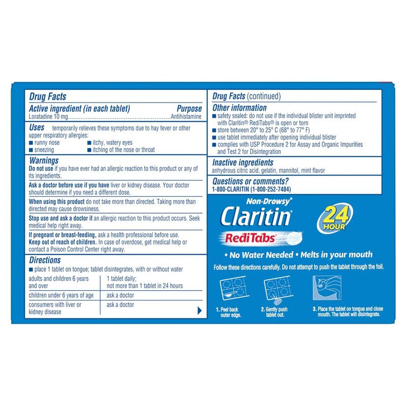 Claritin RediTabs Indoor &amp; Outdoor Allergies Orally Disintegrating Tablets, 10 mg, 30 count