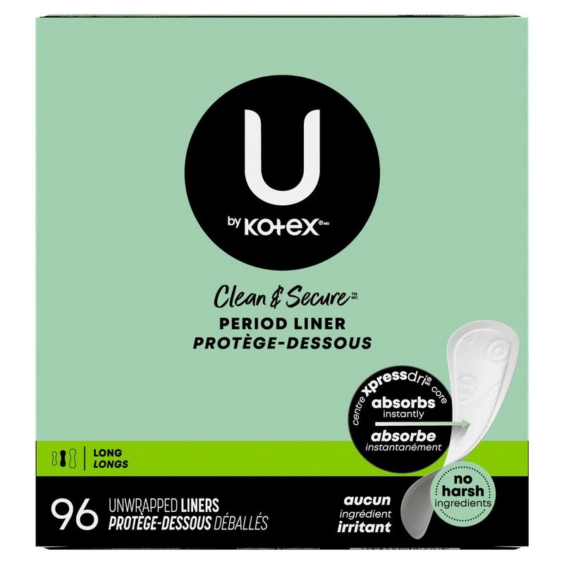 U by Kotex Clean &amp; Secure Long Period Liner, 96 count