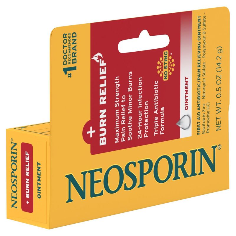 Neosporin Burn Relief First Aid Antibiotic/Pain Relieving Ointment, 0.5 oz