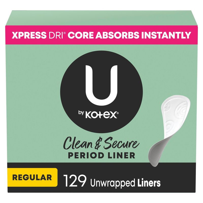 U by Kotex Clean &amp; Secure Regular Period Liner, 129 count