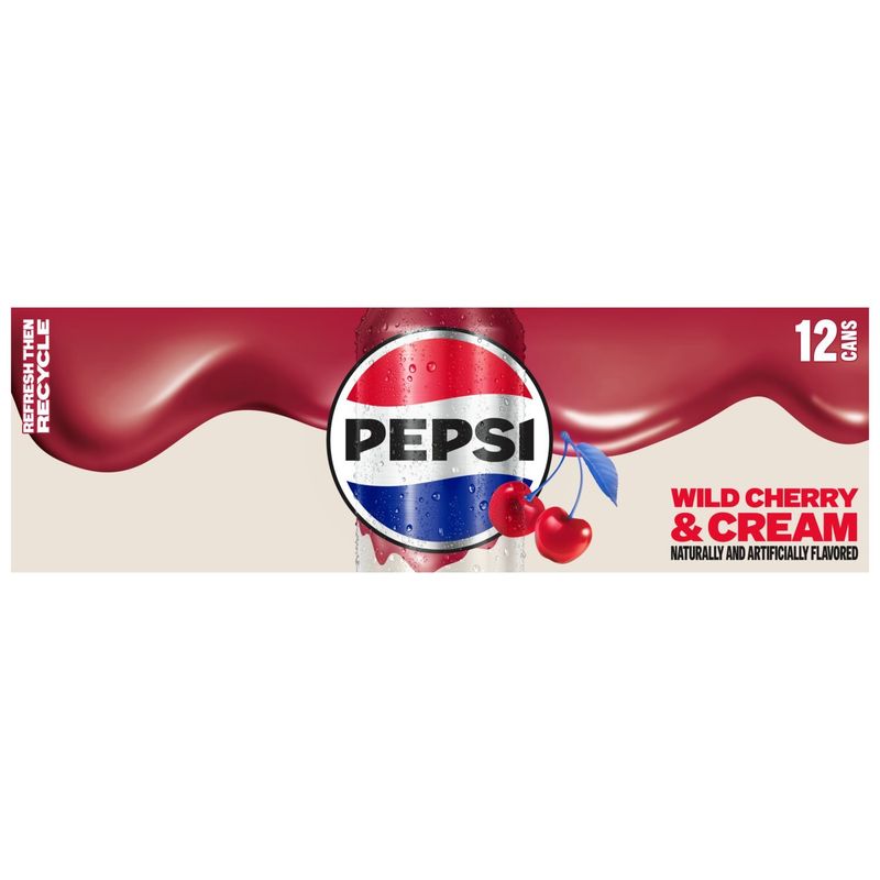 Pepsi Soda Wild Cherry And Cream 12 Fl Oz, 12 Count