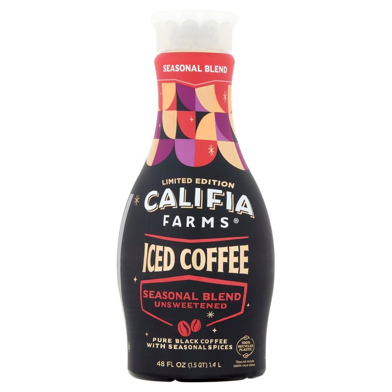 Califia Farms Seasonal Blend Unsweetened Iced Coffee Limited Edition, 48 fl oz