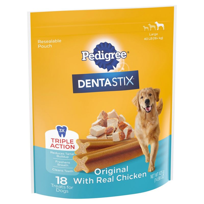 Pedigree Dentastix Original with Real Chicken Treats for Large Dogs, 18 count, 14.99 oz