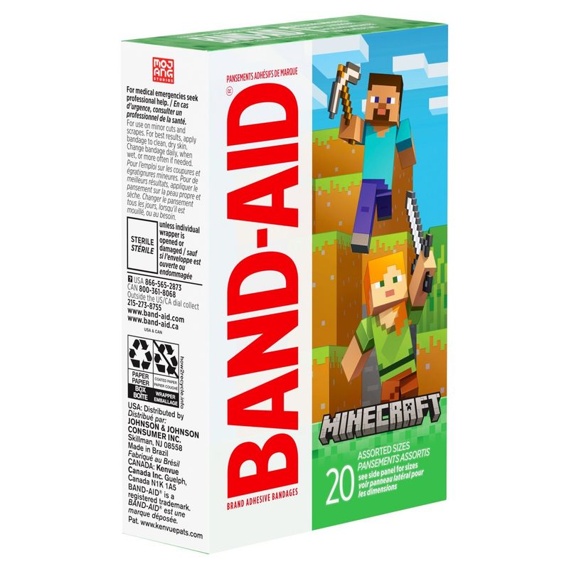 Band-Aid Minecraft Adhesive Bandages, 20 count