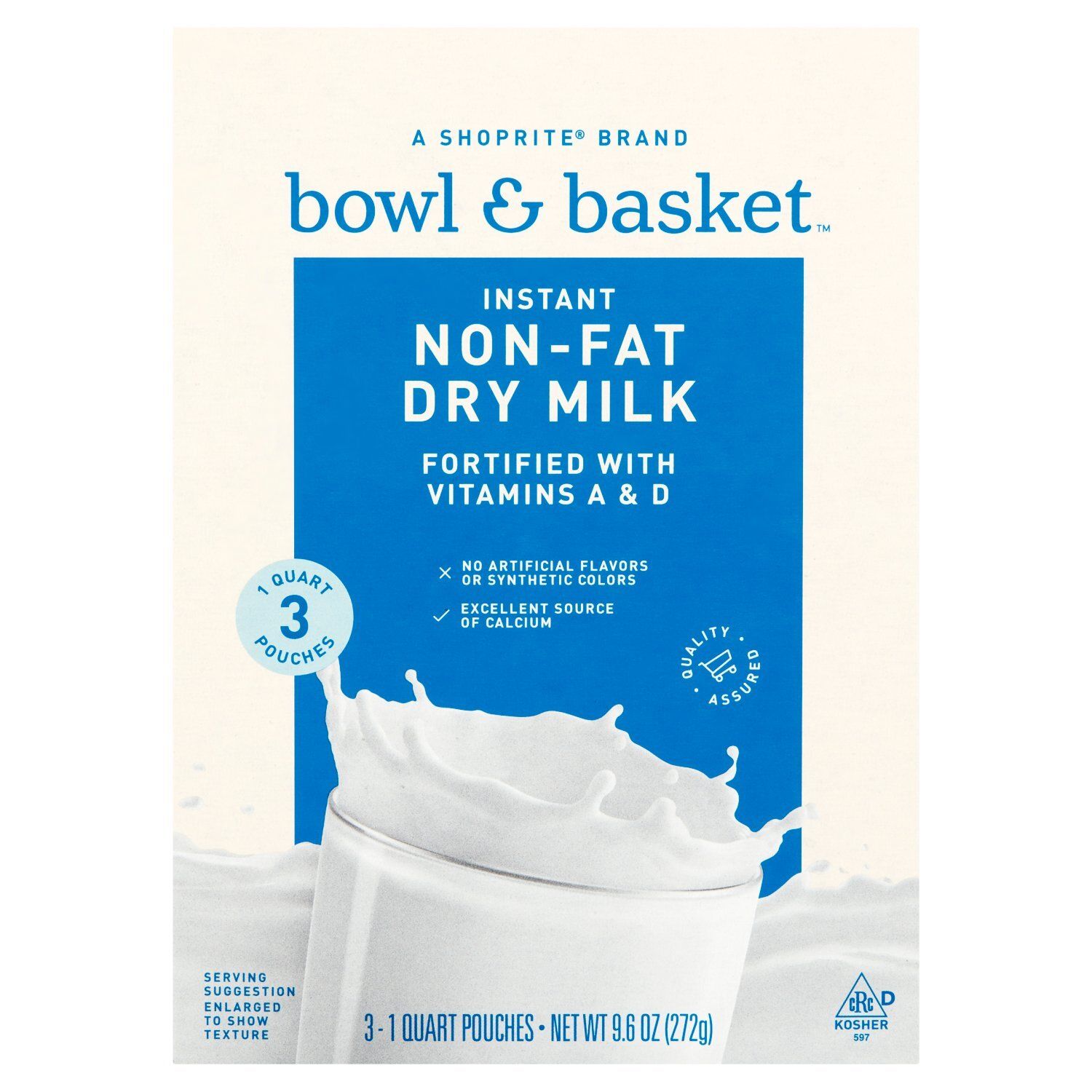 Bowl &amp; Basket Instant Non-Fat Dry Milk, 1 quart, 3 count