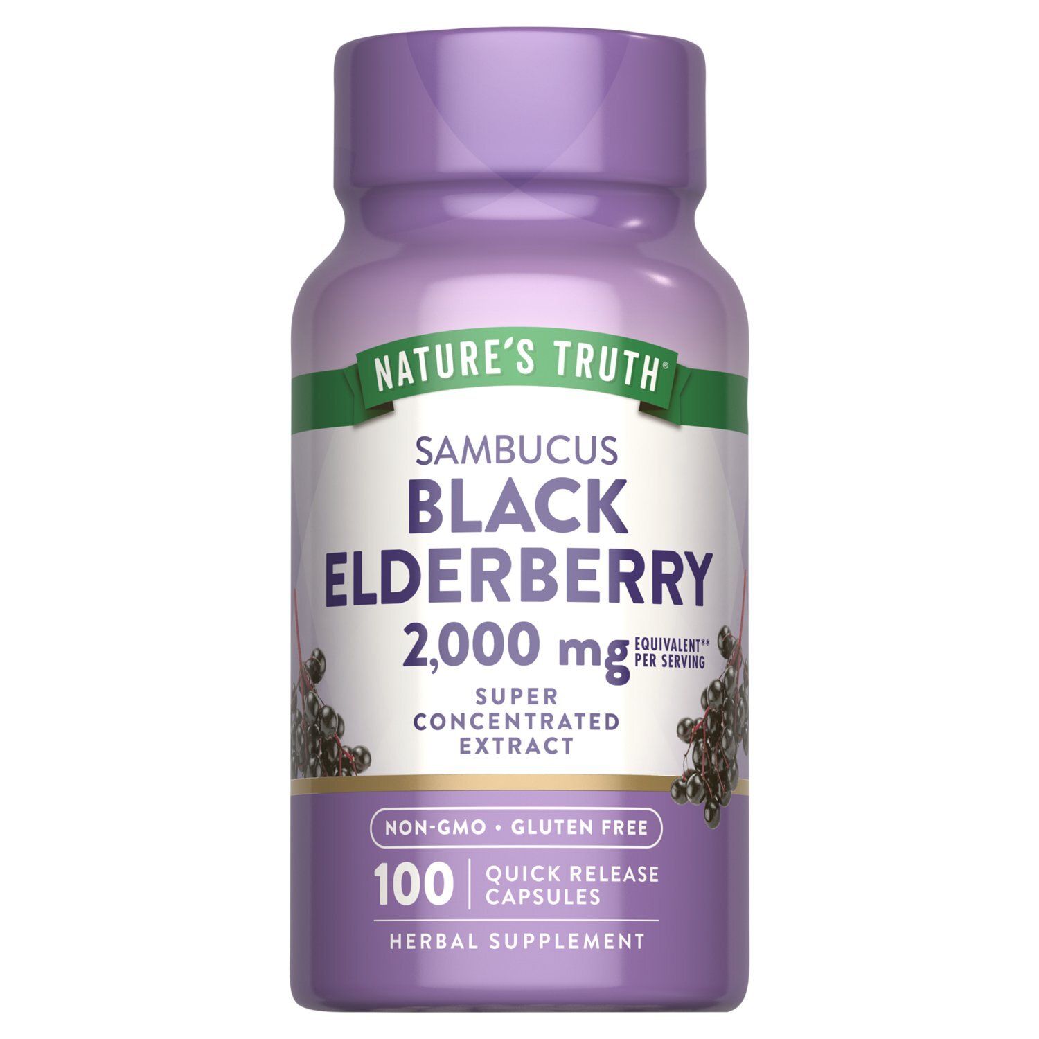 Nature's Truth Sambucus Black Elderberry Herbal Supplement, 2,000 mg, 100 count