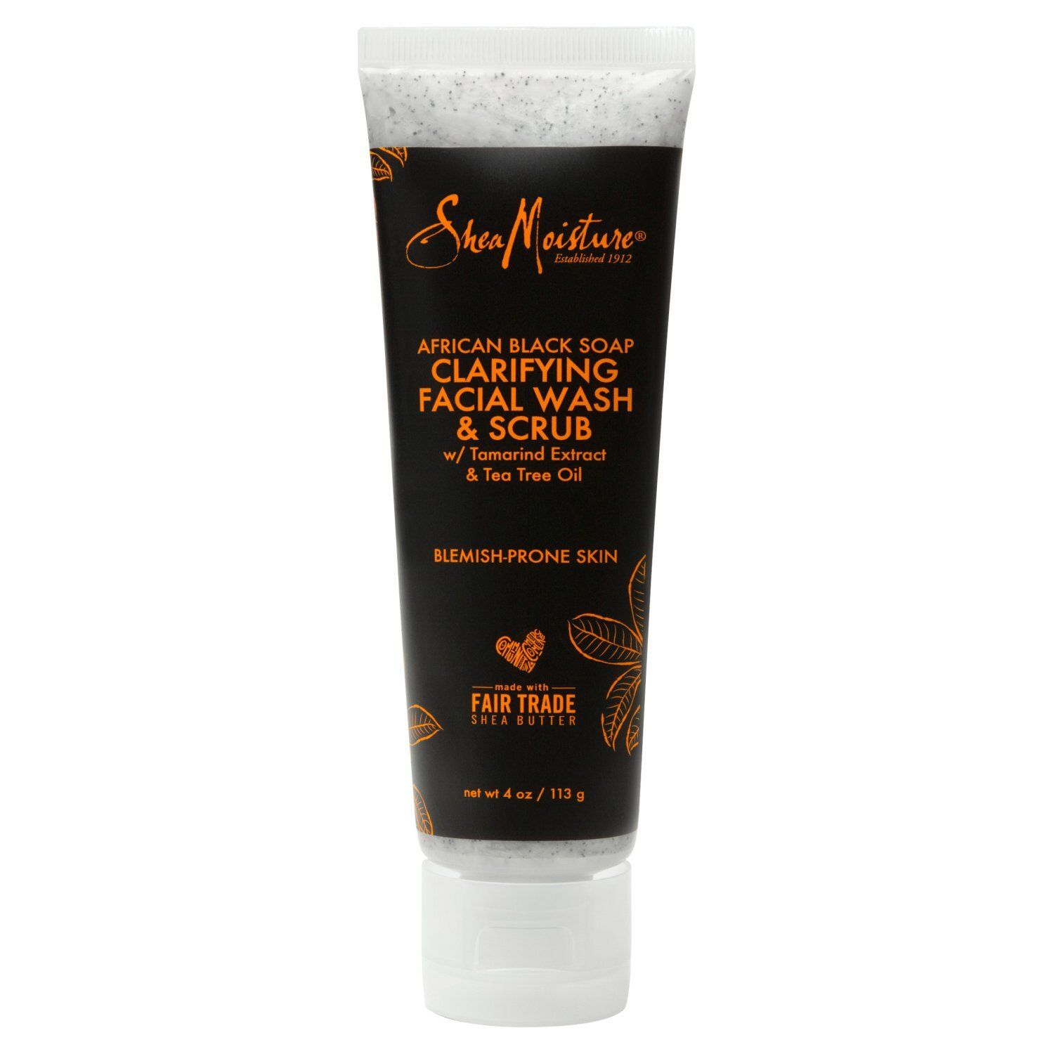 Shea Moisture African Black Soap Clarifying Facial Wash &amp; Scrub, 4 oz