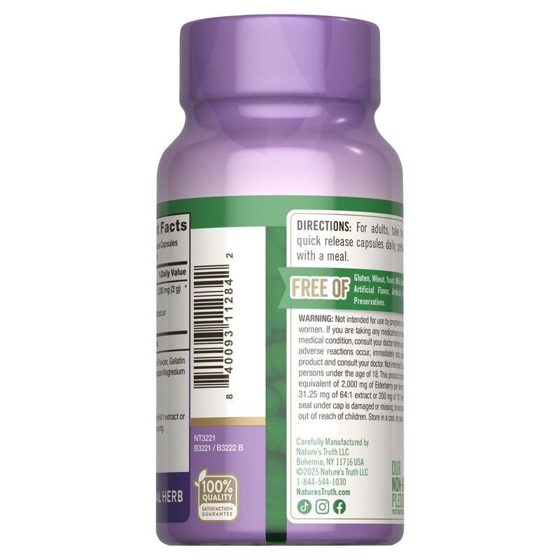 Nature's Truth Sambucus Black Elderberry Herbal Supplement, 2,000 mg, 100 count