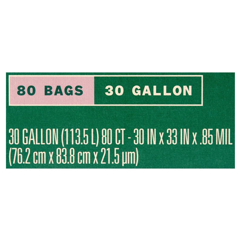 Paperbird Grip 'N Tie 30 Gallon Multi-Purpose Trash Bags, 80 count