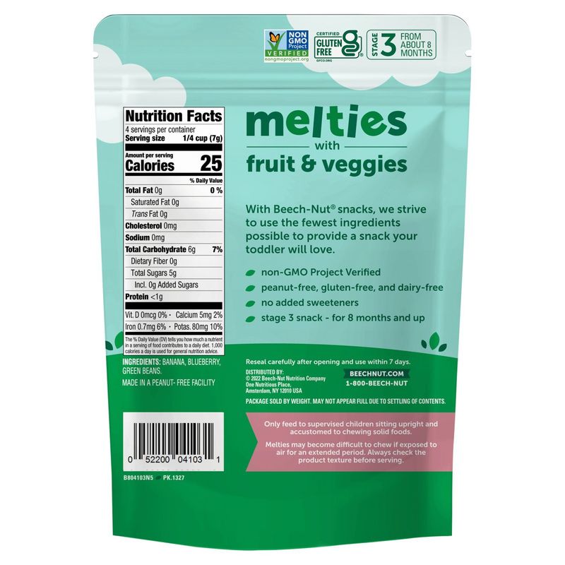 Beech-Nut Banana, Blueberry &amp; Green Bean Melties with Fruit &amp; Veggies, Stage 3, 1 oz