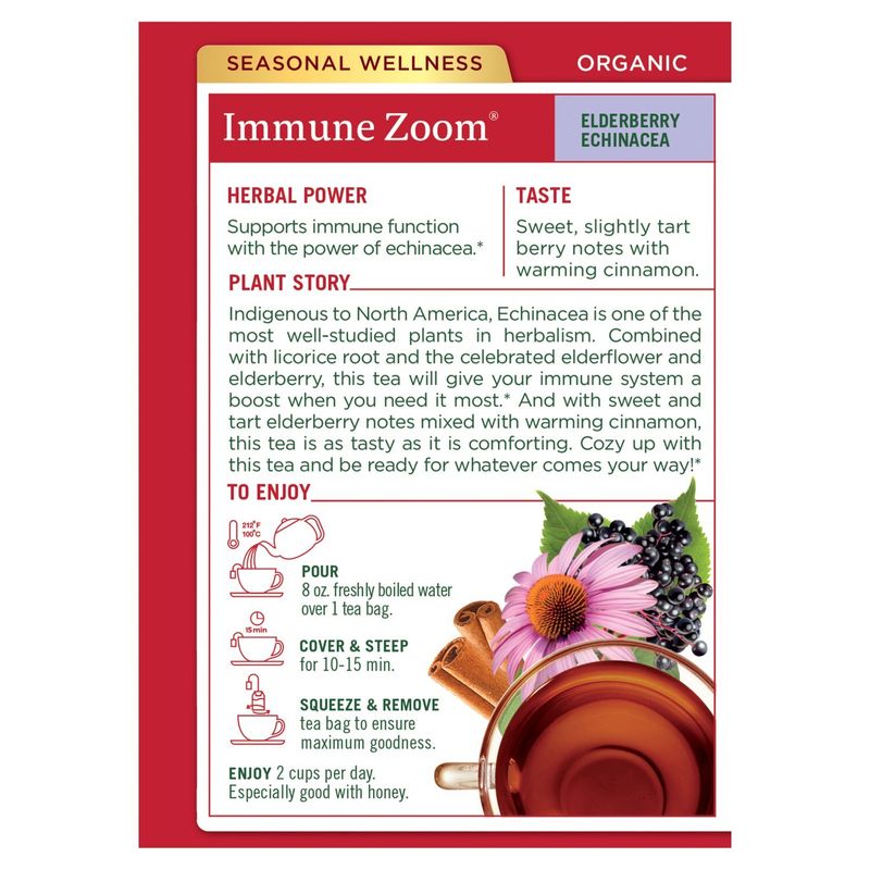 Traditional Medicinals Organic Elderberry Echinacea Tea Bags Herbal Supplement, 16 count, .99 oz