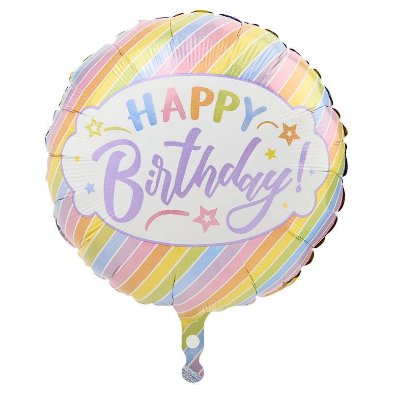 Pastel Happy Birthday! Glitter Holographic Balloon, 18 in, 1 count