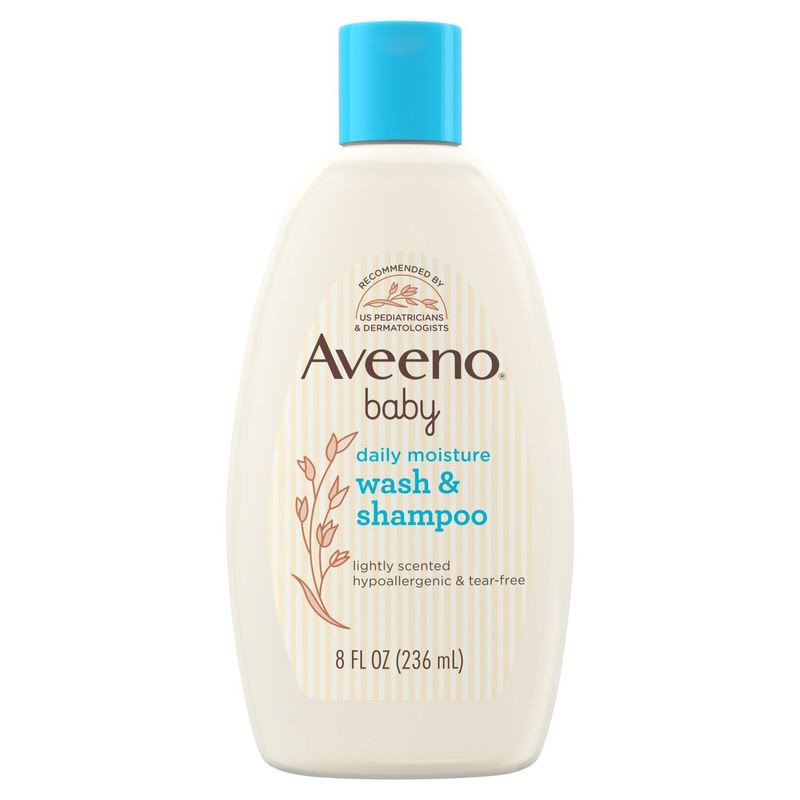 Aveeno Baby Daily Moisture Wash &amp; Shampoo, 8 fl oz