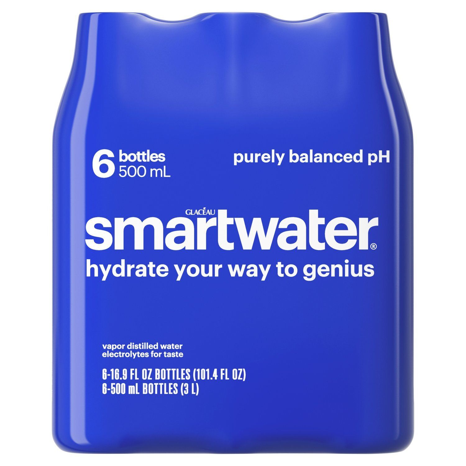 Glacéau Smartwater Vapor Distilled Water, 16.9 fl oz, 6 count