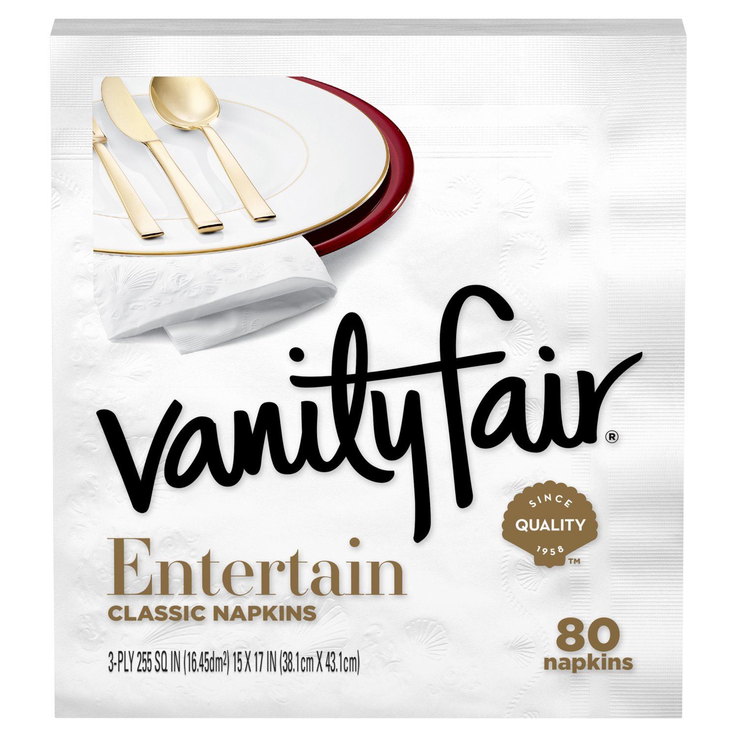 Vanity Fair® Entertain Classic Napkins, White Napkins, 80 Count