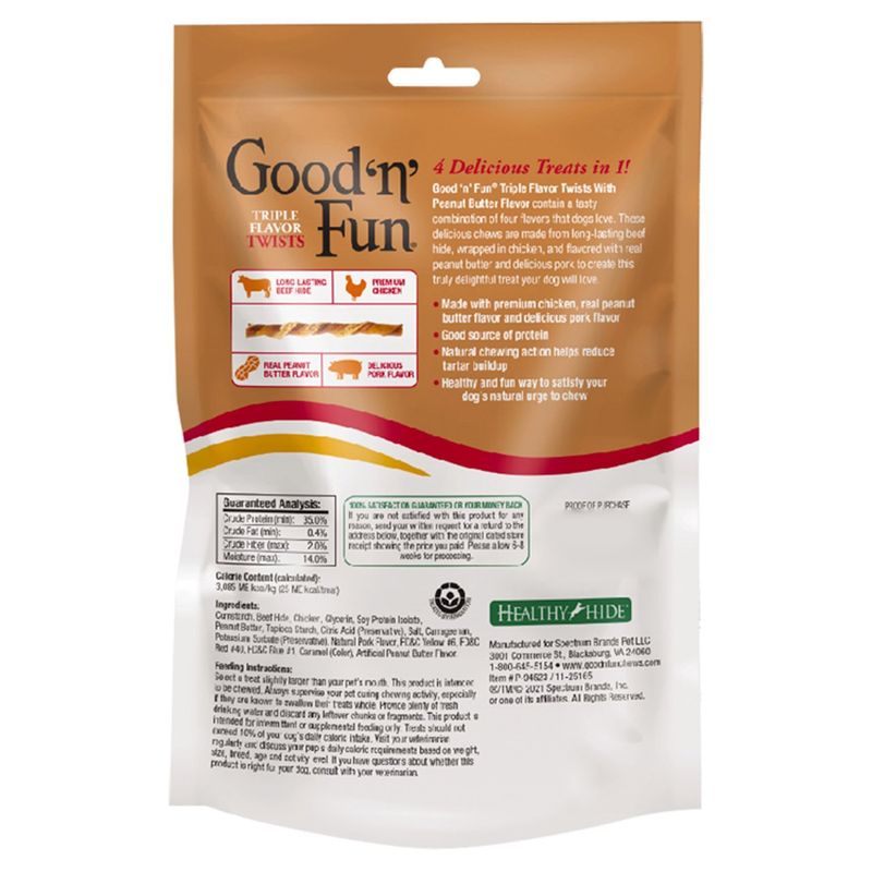 Good 'n' Fun Triple Flavor Twists Snack for All Dogs, 18 count, 4.7 oz