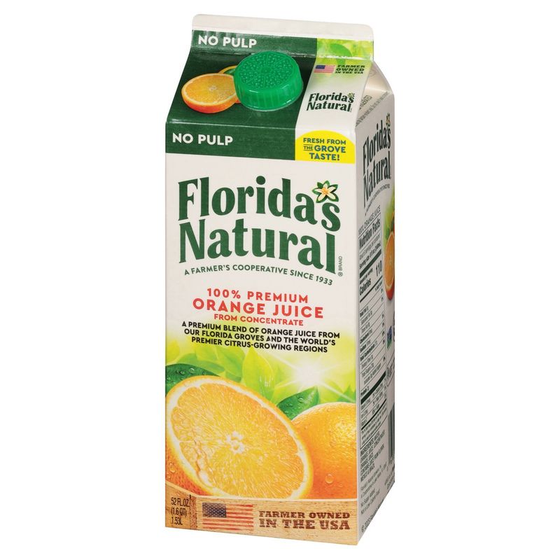 Florida's Natural No Pulp 100% Premium Orange Juice, 52 fl oz