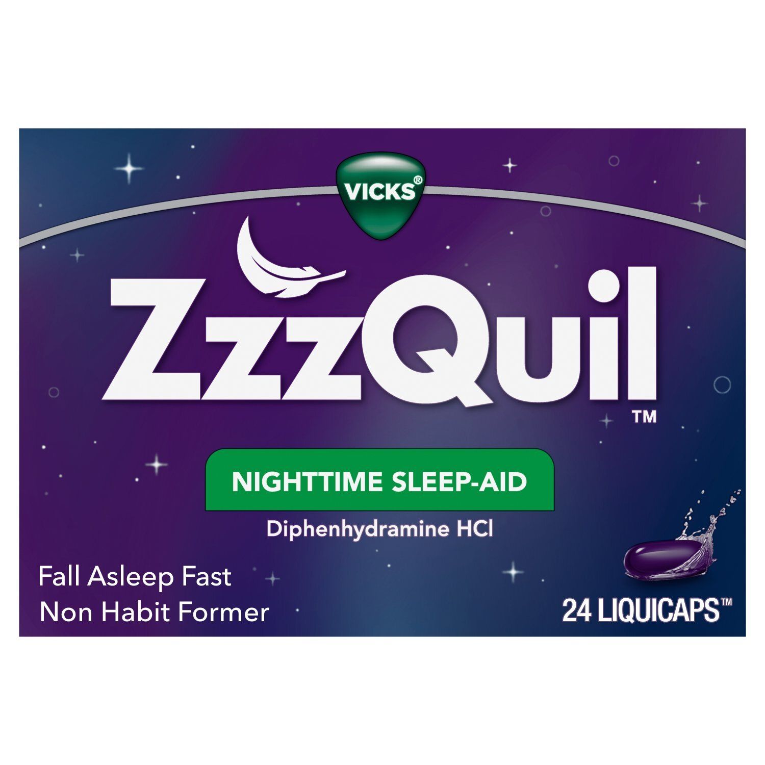 ZzzQuil LiquiCap Sleep Aid, Diphenhydramine 25mg HCl,  Sleep Aids for Adults, Nighttime Sleep Aid,