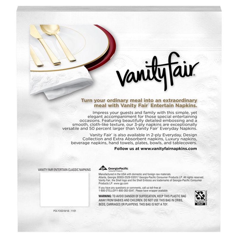 Vanity Fair® Entertain Classic Napkins, White Napkins, 80 Count