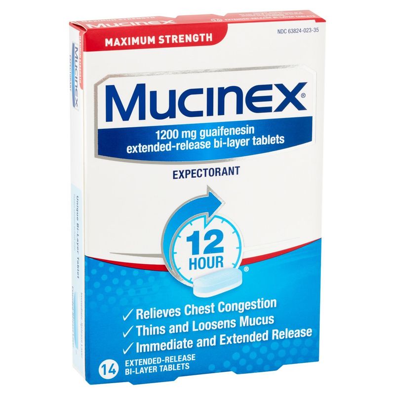 Mucinex Maximum Strength Expectorant Extended-Release Bi-Layer Tablets, 1200 mg, 14 count