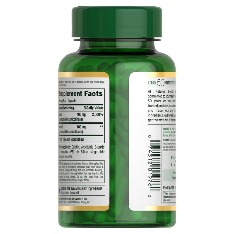 Nature's Bounty Niacin Inositol Hexanicotinate Vitamin Supplement, 500 mg, 120 count