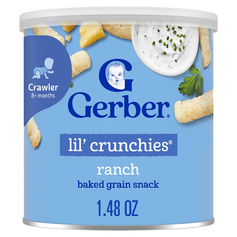 Gerber Lil' Crunchies Ranch Baked rain Snack Baby Food, Crawler 8+ months, 1.48 oz