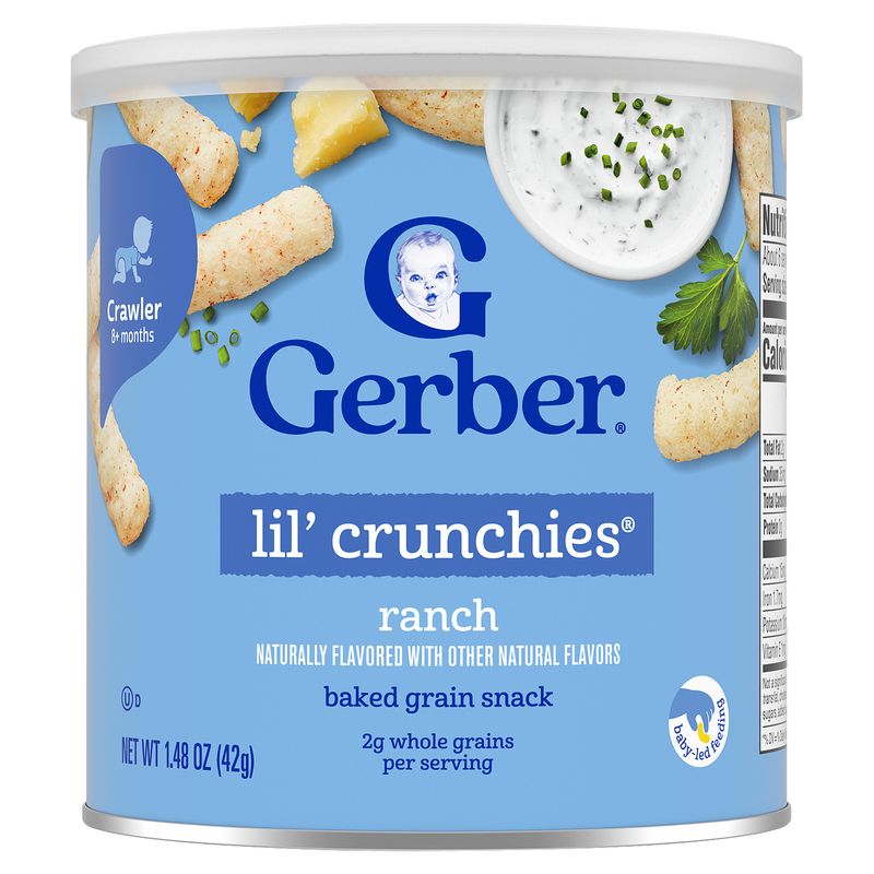 Gerber Lil' Crunchies Ranch Baked rain Snack Baby Food, Crawler 8+ months, 1.48 oz