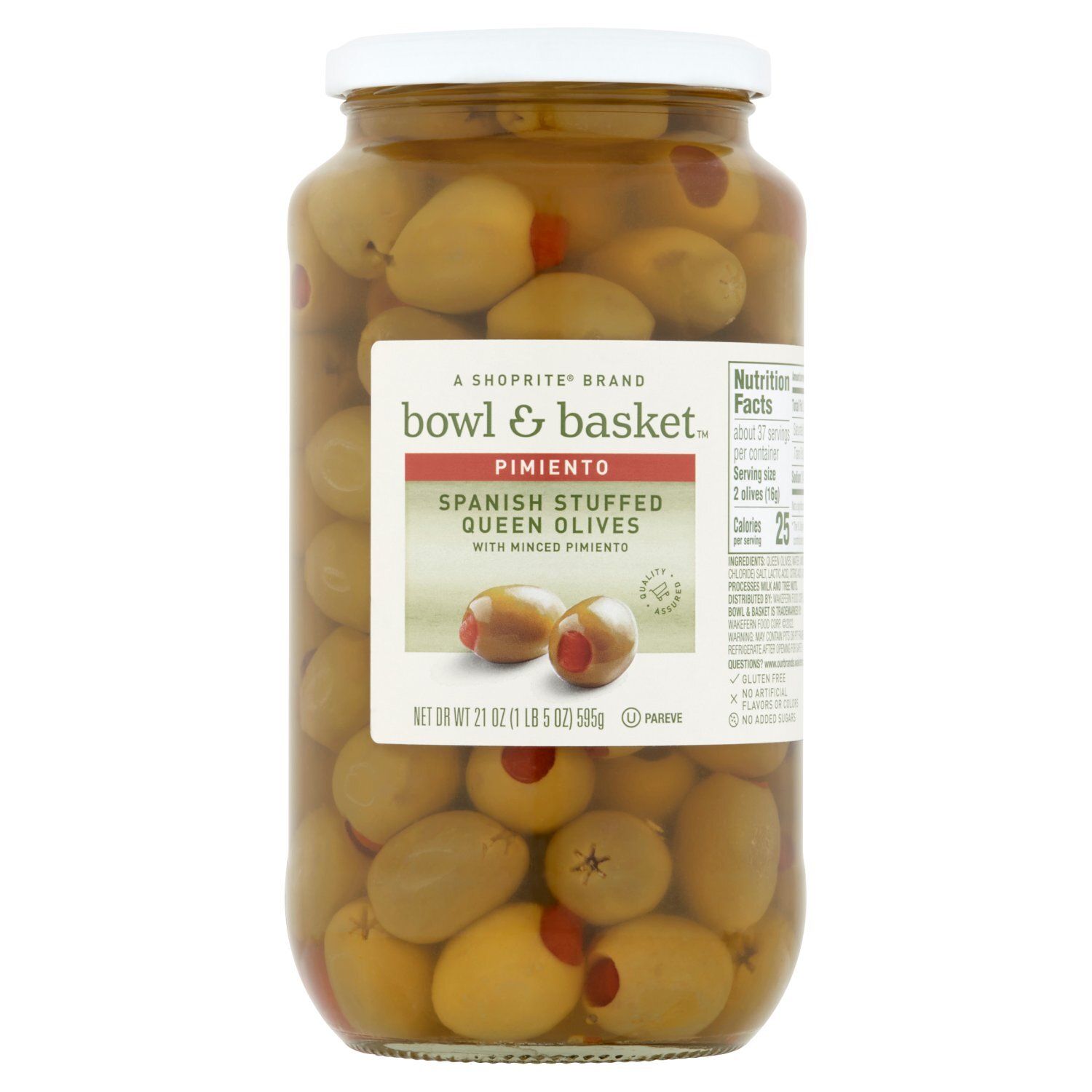 Bowl &amp; Basket Spanish Stuffed Queen Olives with Minced Pimiento, 21 oz