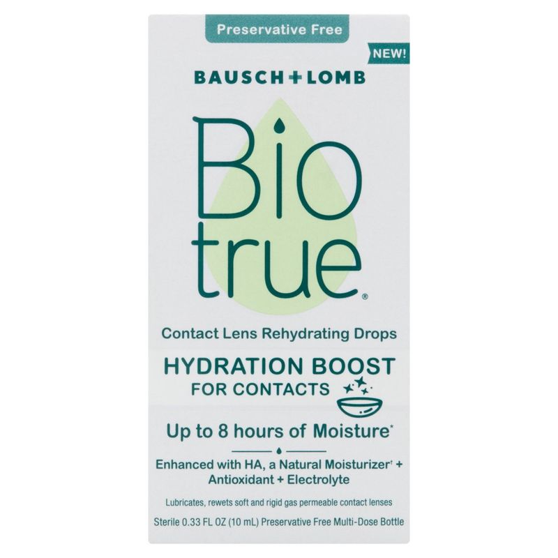 Bausch + Lomb Bio True Hydration Boost for Contacts Lens Rehydrating Drops, 0.33 fl oz