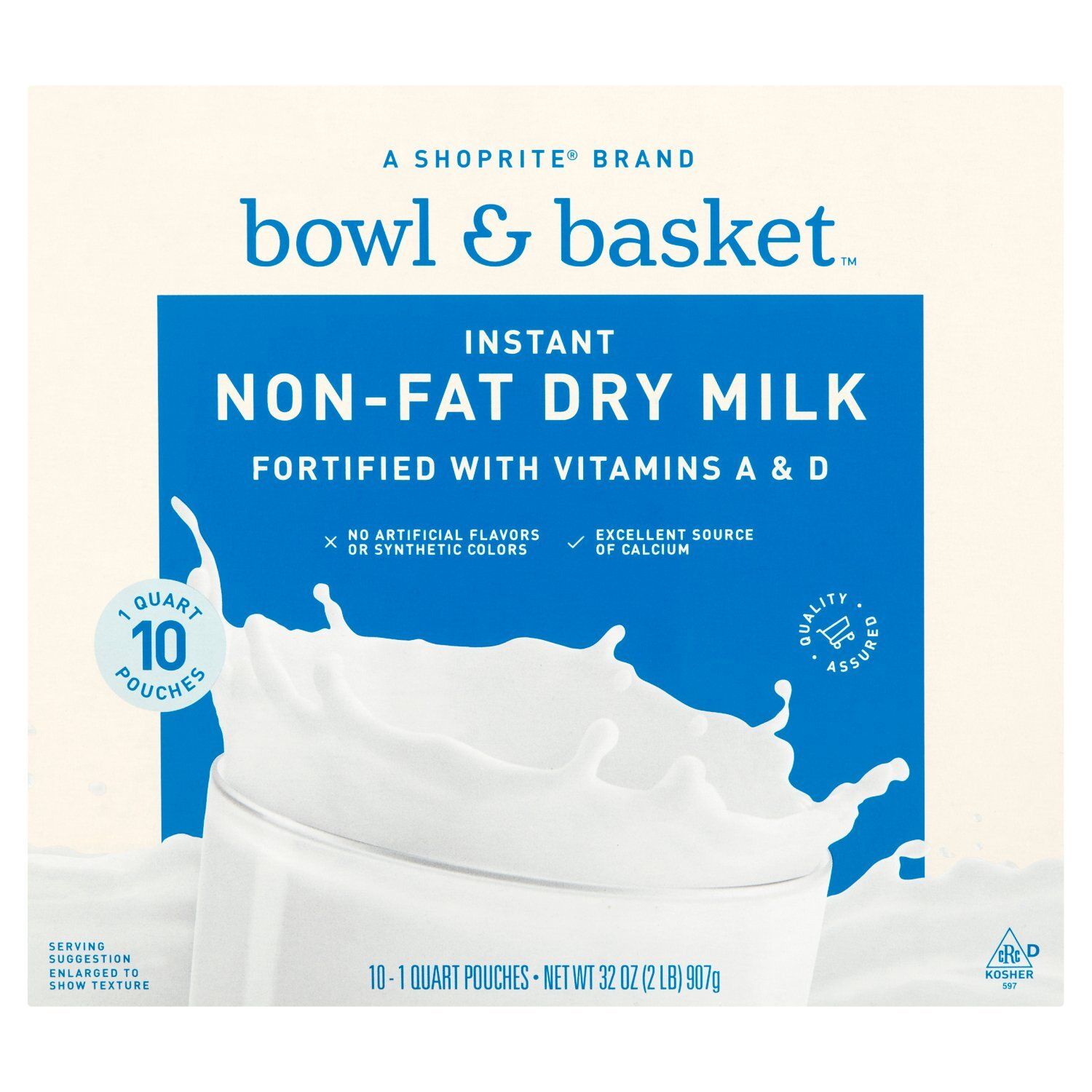 Bowl &amp; Basket Instant Non-Fat Dry Milk, 1 quart, 10 count