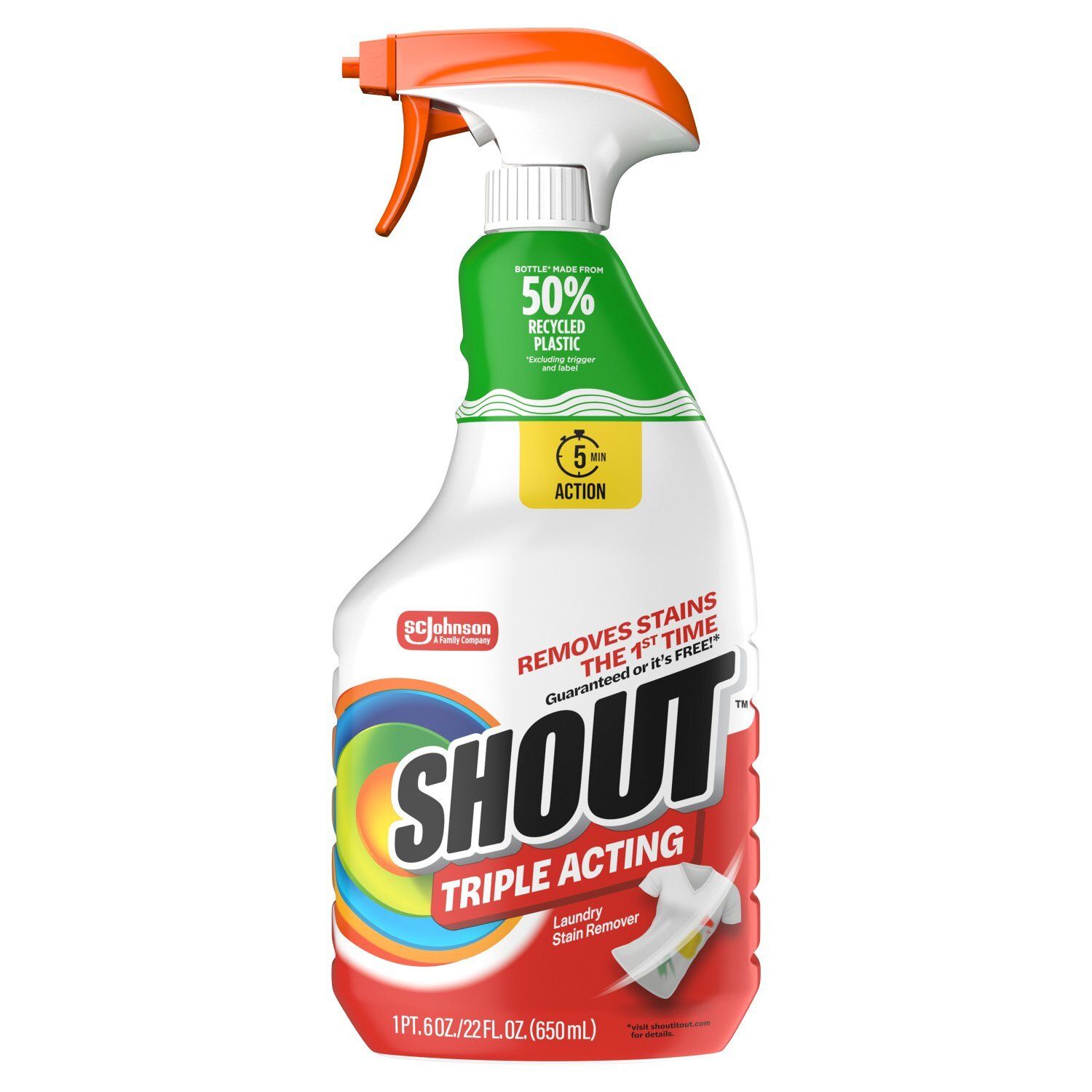 Shout Triple Acting Laundry Stain Remover, 22 fl oz