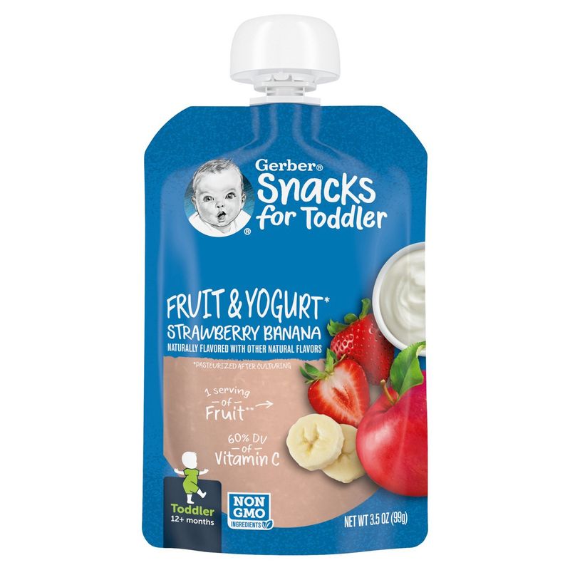 Gerber Strawberry Banana Fruit &amp; Yogurt Toddler Food, 3.5 oz Pouch